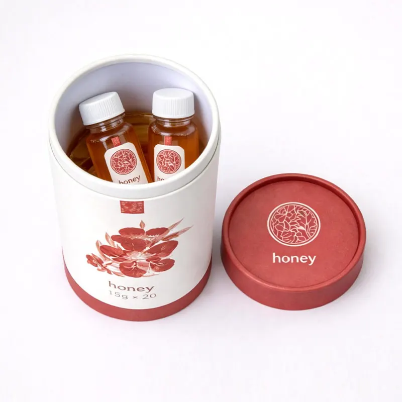Honey Bottle Gift Tube with Interior Positions — photographed packaging reference 116.