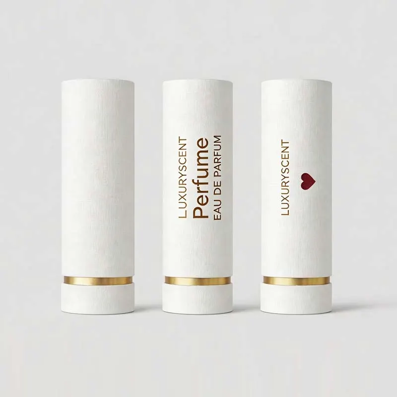 Perfume Bottle Paper Tube with Holder Reference — photographed packaging reference 112.