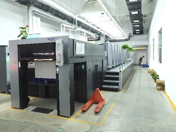 Printing equipment in a production hall